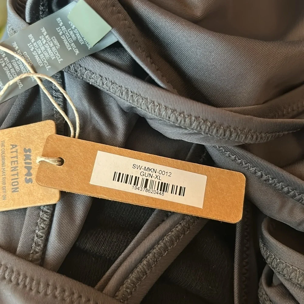 🩶SKIMS (B9) SWIM CUT OUT MONOKINI SWIMSUIT BIKINI GUNMETAL XL NWT